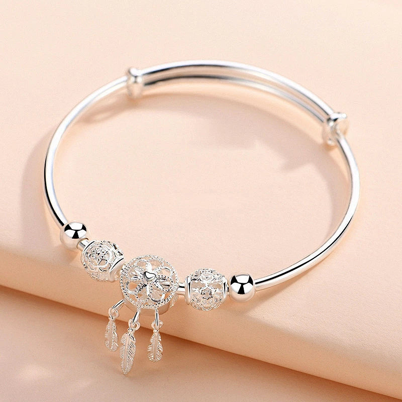 Pulsera ajustable de atrapasueños de la más fina plata de ley 925