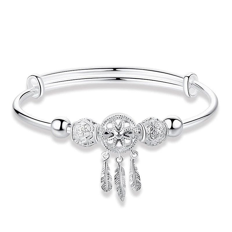 Pulsera ajustable de atrapasueños de la más fina plata de ley 925