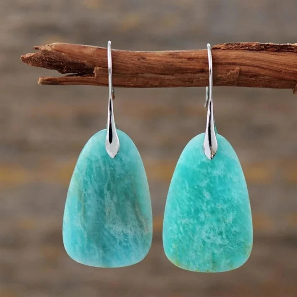 Pendientes de piedra turquesa antigua rústica