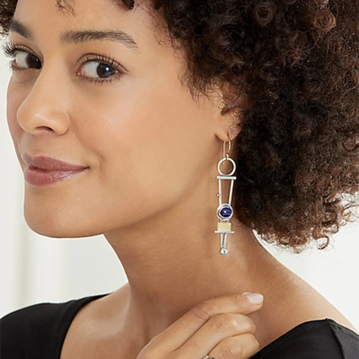 Pendientes de cuadros bicolores elegantes