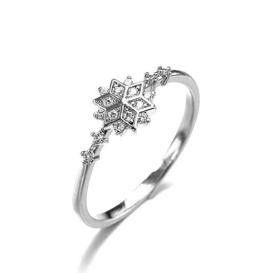 Anillo elegante de copo de nieve de alta calidad en plata de ley 925