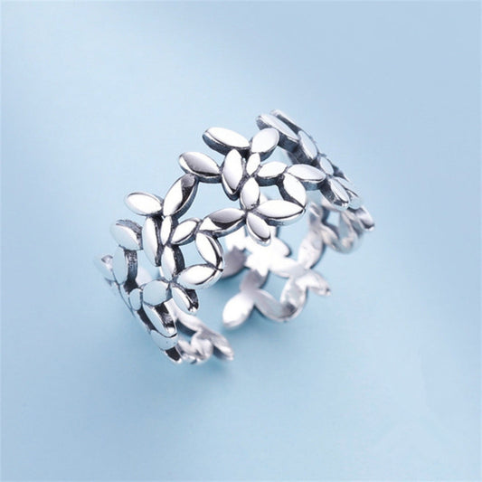 Anillo de hiedra ajustable elegante de plata de ley de alta calidad