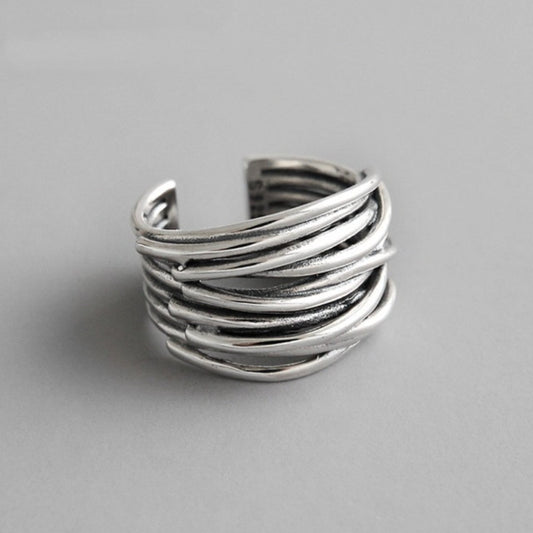 Anillo de capa elegante de plata de ley 925 - Ajustable para un ajuste perfecto