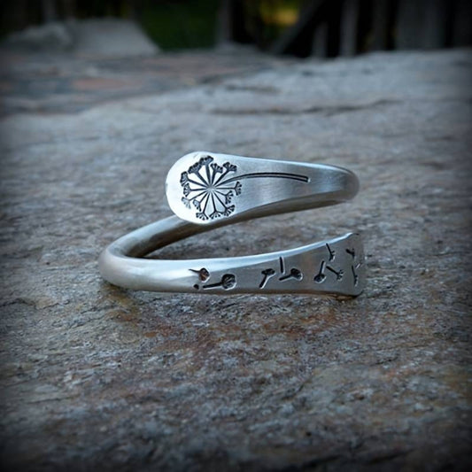 Anillo Abierto de Diente de León Vintage Estiloso