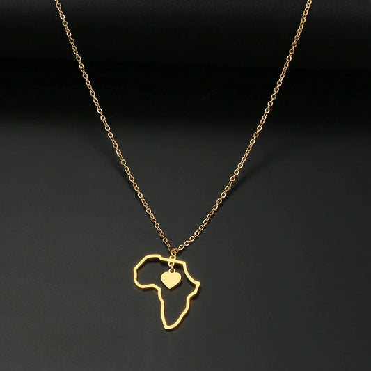 Collar en forma de corazón de continentes dorados: Una pieza de joyería única llena de significado