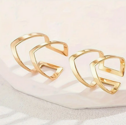 Anillo Abierto Geométrico Elegante con Diseño Hueco