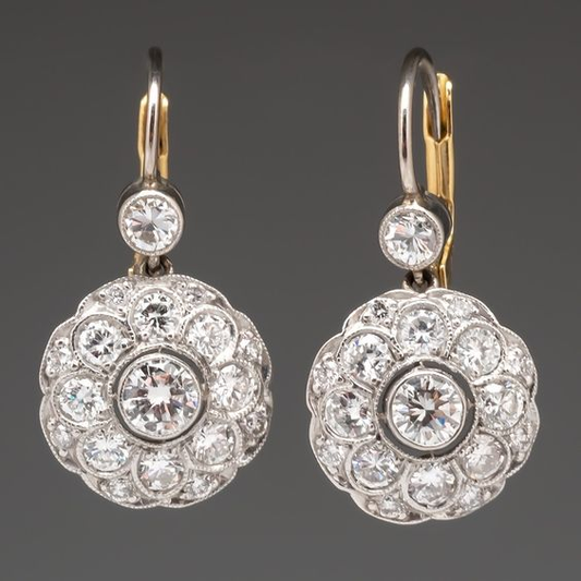 Pendientes de cristal de mandala redondeado bohemio en estilo vintage