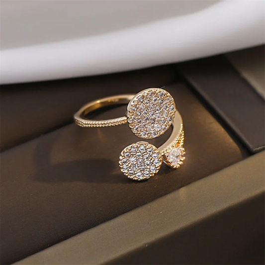 Anillo Abierto Brillante en Baño de Oro de Lujo