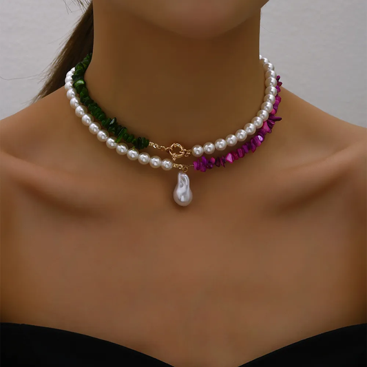 Collar de perlas barrocas coloridas y elegantes para cualquier ocasión