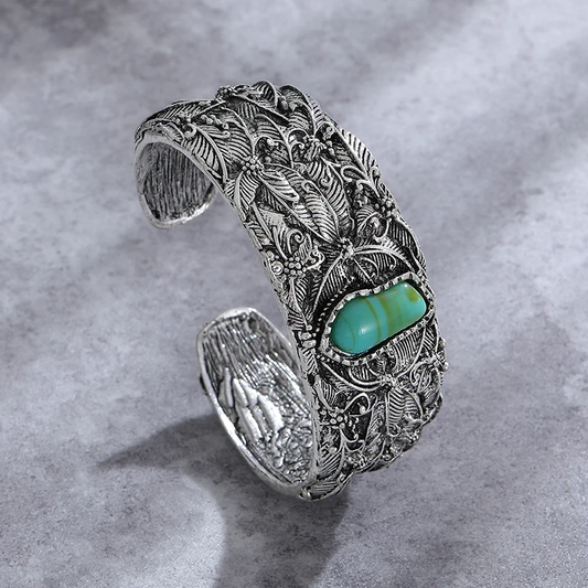 Pulsera vintage elegante con diseño de piedra turquesa