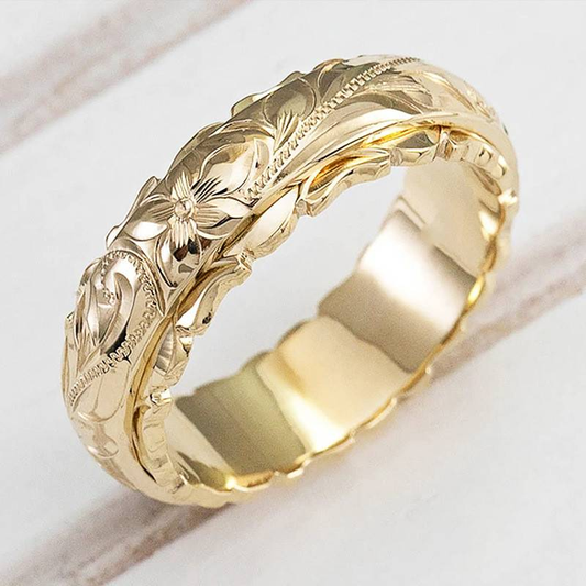 Anillo Floral Vintage Dorado Elegante