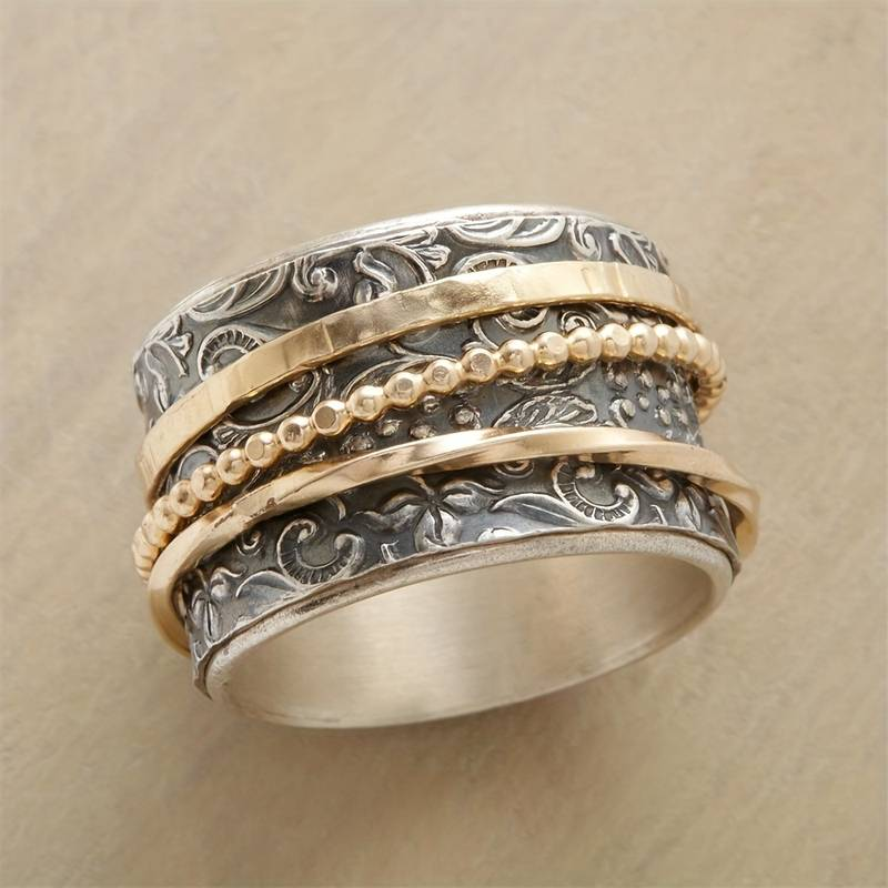 Anillo Antiguo de Oro y Plata Vintage Atemporal
