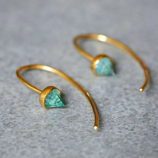Pendientes de Diamante Turquesa Vintage Elegantes de Oro