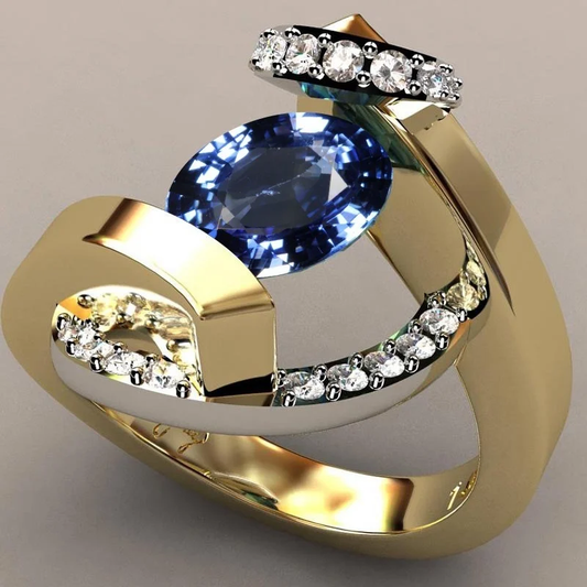Anillo vintage elegante con brillante circonio azul