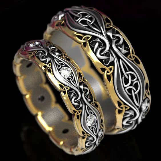 Anillo Dúo de Oro y Plata Vintage Exquisito