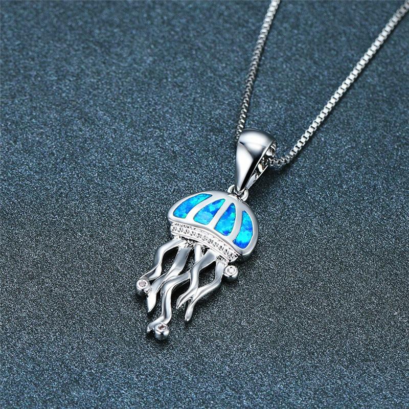 Fascinante collar de Medusa de opal brillante y plata de alta calidad, decorado con piedras de circonia brillantes